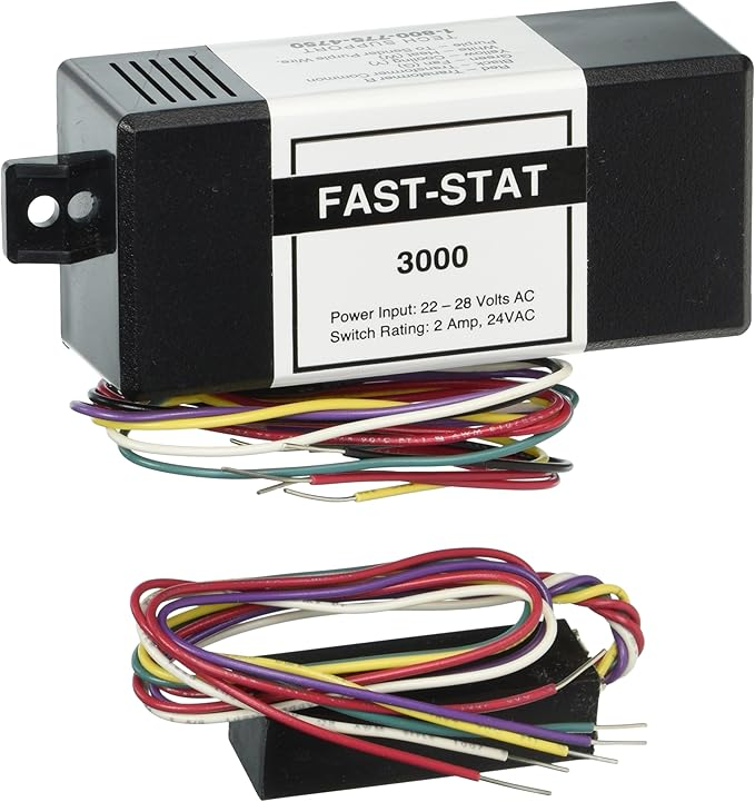 Nordic Technology FAST-STAT MODEL 3000 Wiring Extender, 2 (Adds, Enables 4-Wire Control Over 2-Wire Cable, Or 6-Wire Control Over 4-Wire Cable) Conductors, 24 VAC (Operates 20-30 VAC), 2 A (Max Load), 4-4/5" x 7-3/5" x 1-3/5" Length, Black