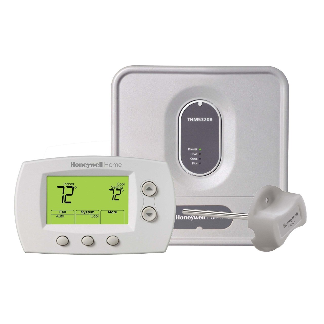 Resideo FocusPRO YTH5320R1000 Wireless Non-Programmable Thermostat Kit, 3 H / 2 C (Heat Pump), 2 H / 2 C (Conventional), Screw Terminal, 18-30 VAC (Equipment Interface Module), Battery (Thermostat), Hardwired (Equipment Interface Module), Auto, Manual Changeover, LCD, 40-90 Â°F (Heat); 50-99 Â°F (Cool) Temperature Settings