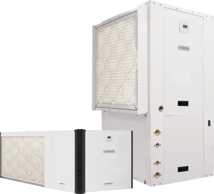 Bosch Greensource SM Rev A/B SM060-1VTC-FLTADB-XMGXXXXXD7XXXX4XXXXSBA Water Source Heat Pump, 5 Tons, R-410A, Vertical, Upflow, Left Hand, 208/230 V, 15.35 EER (WLHP), 24 EER (GWHP), 18.6 EER (GLHP), 1" FPT Connection, 1-Phase