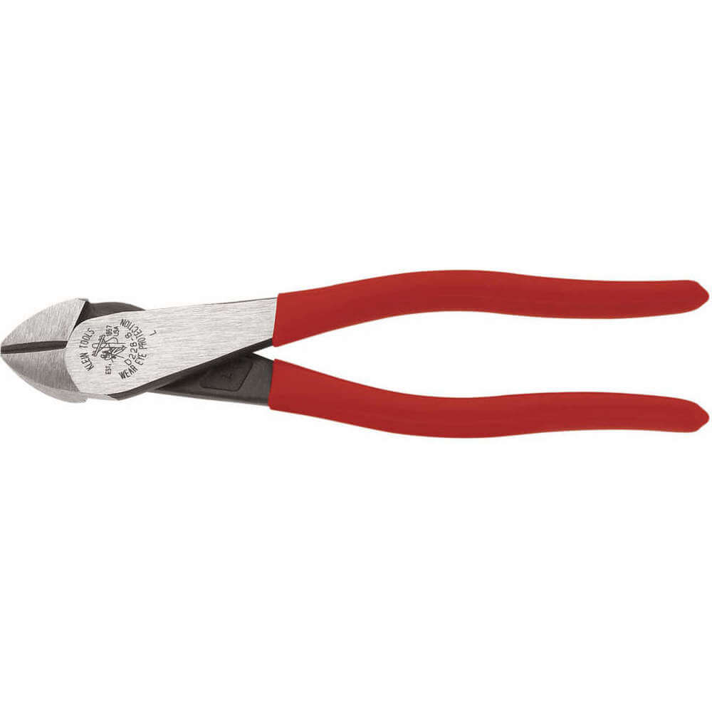 Klein Tools 72038-3 High-Leverage Diagonal-Cutting Pliers, Insulated Diagonal Cutters, 7-1/8" Overall Length, Insulated, Diagonal, Forged Steel, Plastic, Plastic-Dipped, Curved