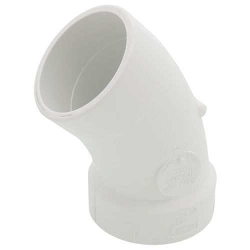 Tigre 323-3409 DWV 1/16 Street Elbow, 2-1/8 in, 2-1/8 in, Hub, Hub, PVC, White, Elbow