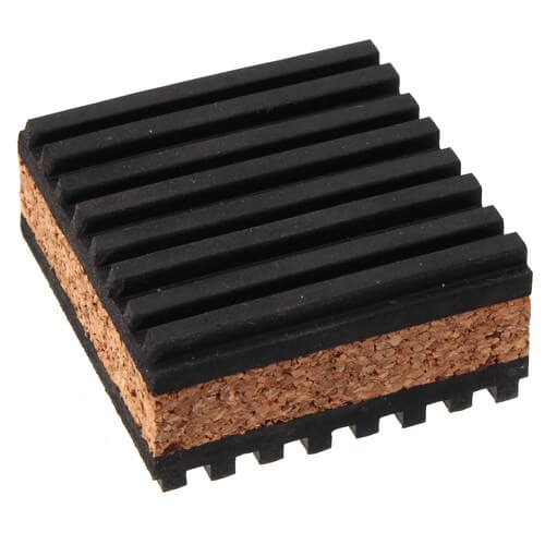 DiversiTech® MP-2C Anti-Vibration Pad, 7/8 in H, 2 in W, 2 in D, Cork/Rubber, Black/Brown