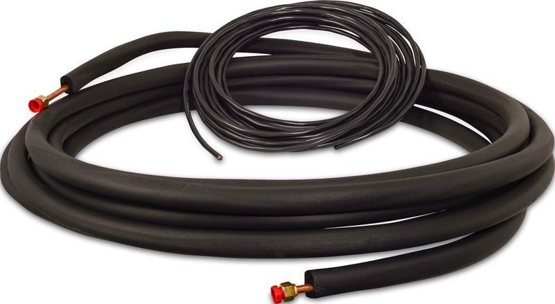 Linesets, Inc Mini Split Line Sets 40820150M144L Mini Split Line Set, 1/2" Suction Line Size, 1/4" Liquid Line Size, 15' Length, 1" Insulation Thickness, Cable, Flare, C12200 Copper (Tube), NBR/PVC (Insulation), 700 PSI (UL Recognized)