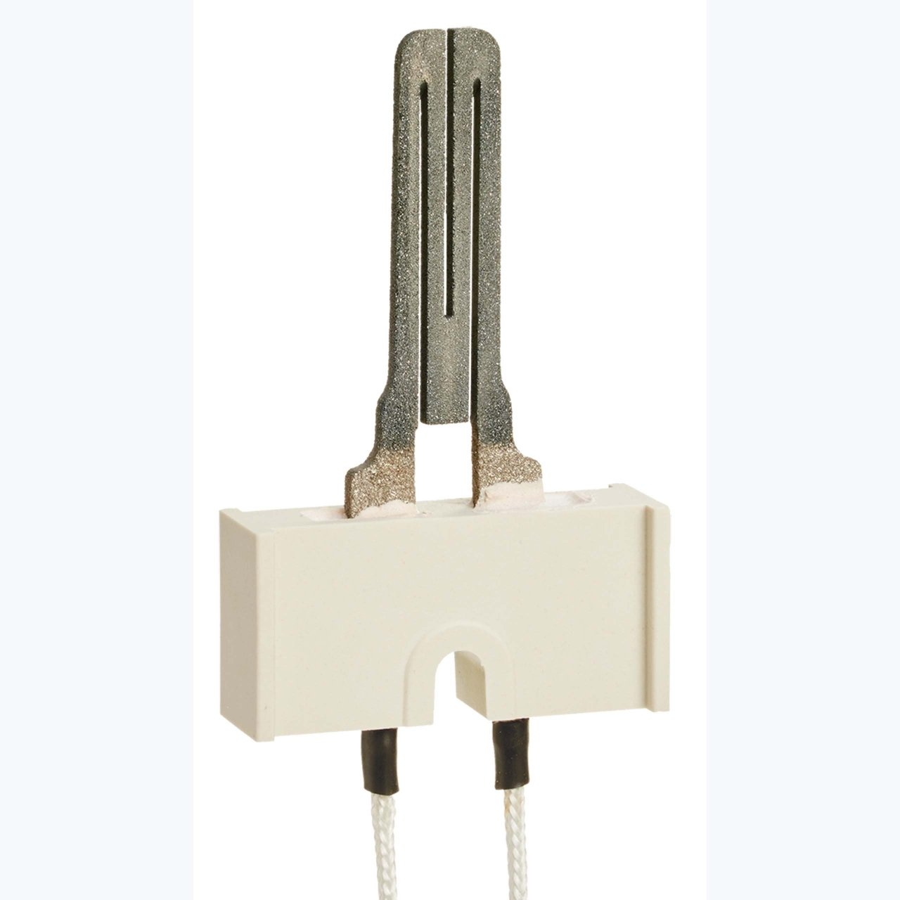 Resideo Q4100C Q4100C9056 Hot Surface Igniter, 120 VAC, Natural Gas, Propane (LP), 5-1/4" Lead Length, Receptacle, Male Pin (0.093"), Rib Mount (Offset Left Edge), Silicon Carbide, 392 Â°F