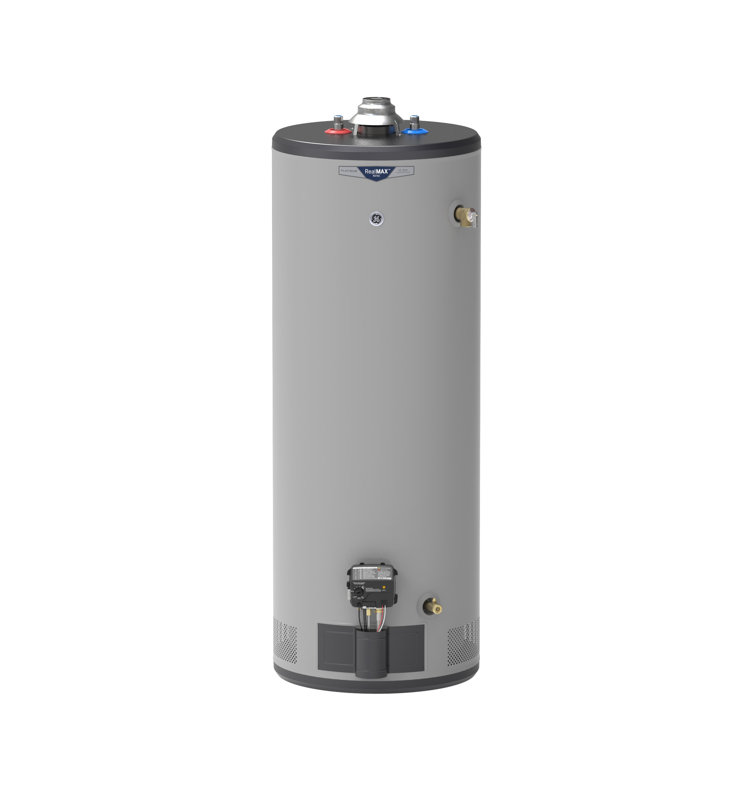 GE GG50T12BXR neral Electric RealMAX Platinum Tall Natural Gas Water Heater, 50 Gallons Capacity, 40,000 BTU/hr, Natural Gas, 82 Gph First Hour Delivery, 41.6 Gph (At 90Â°F Rise) Recovery Rate, 0.64 Uef, No Energy Star Compliant