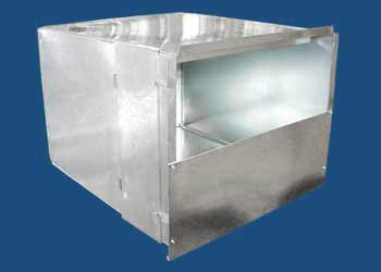 M&M Manufacturing P8121/221/236R8F0 Supply Plenum, Rectangular, 21-1/2" Length, 12-1/2" Width, 36" Height, Galvanized Steel, Galvanized, Domestic