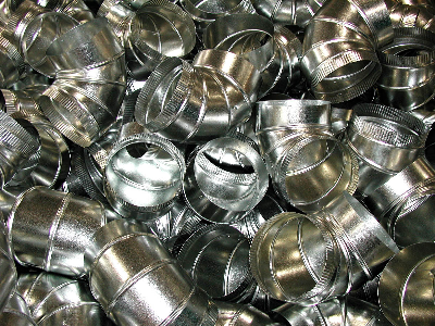 M&M Manufacturing 125 Series 12501309008 Adjustable Round Duct Elbow, Round, 8" Fitting Size, 0-90 Degrees (Adjustable), 30 Ga Gauge, ASTM-A653 CS B Galvanized Steel, Galvanized, Silver