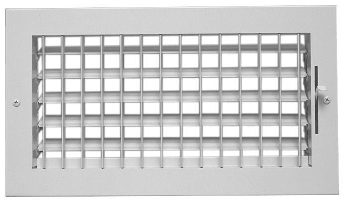 Duravent 220V Series 01260808CW Sidewall Supply Register, 8" x 8" Duct Size, 9-7/8" x 9-7/8" Size, Adjustable, Individually Adjustable, Vertical, Straight, Steel, Painted, White