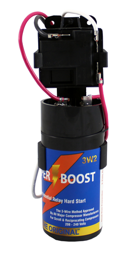 Supco 3 Series 3W2 Hard Start Kit, 208/240 VAC (Operating), 330 VAC (Capacitor), 3-Wire, 35 A (Relay Contacts), EZ Snap Bracket Mounting Type, UL Recognized, NATE Recognized, Plastic, 50 Hz, 60 Hz