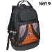 Klein Tools Tradesman Pro 55467-4 Organizer Backpack, 39 Pockets, Zipper, 1680D Ballistic Polyester (Body), Polypropylene (Bottom), 20" Height, 7" Width, 14-2/5" Depth, Black/Grey (Exterior), Orange (Interior)