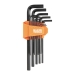 KLEIN TOOLS® LS12 Long Hex Key Set, SAE System of Measurement, Chamfered End, Steel, 3 to 7 in L, 12 Keys