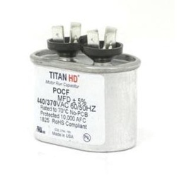 DiversiTech® POCF Series POCF5A Motor Single Run Capacitor, MFD Rating: 5 uF, 370/440 VAC, Oval, 1.56 in H, 2 in W