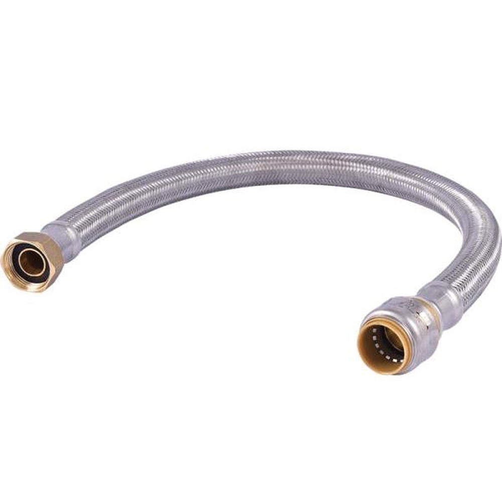SharkBite™ Max™ UR3088FX24 Braided Water Heater Connector, 3/4 x 3/4 in, FIP x Push-to-Connect, 24 in L, Lead-Free