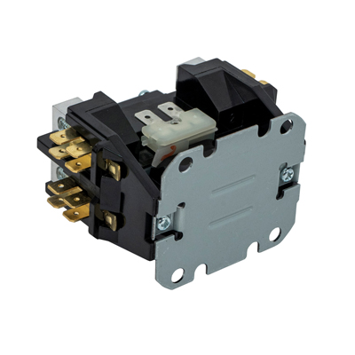 Packard C140A Definite Purpose Contactor, 1 Pole, 40 A (Inductive, 600 VAC), 50 A (Resistive, 600 VAC) Contact Rating, 24 VAC, 600 VAC, 1-Phase, 240 A (240 V), 200 A (480 V), 160 A (600 V), Box Lug, Spade Terminal Connection Type