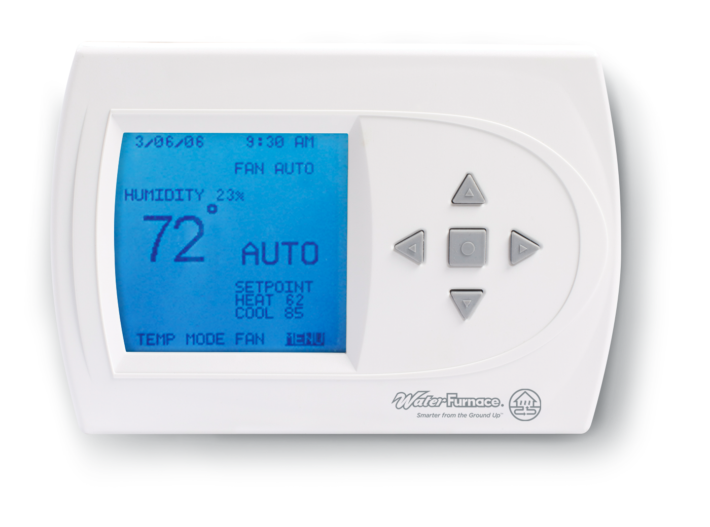 Water Furnace TP32U04GSR Programmable Thermostat, 3 H / 2 C, Auto, Manual, Wall Mount, Wired / Lead Wires, 24 V, Low Voltage, LCD