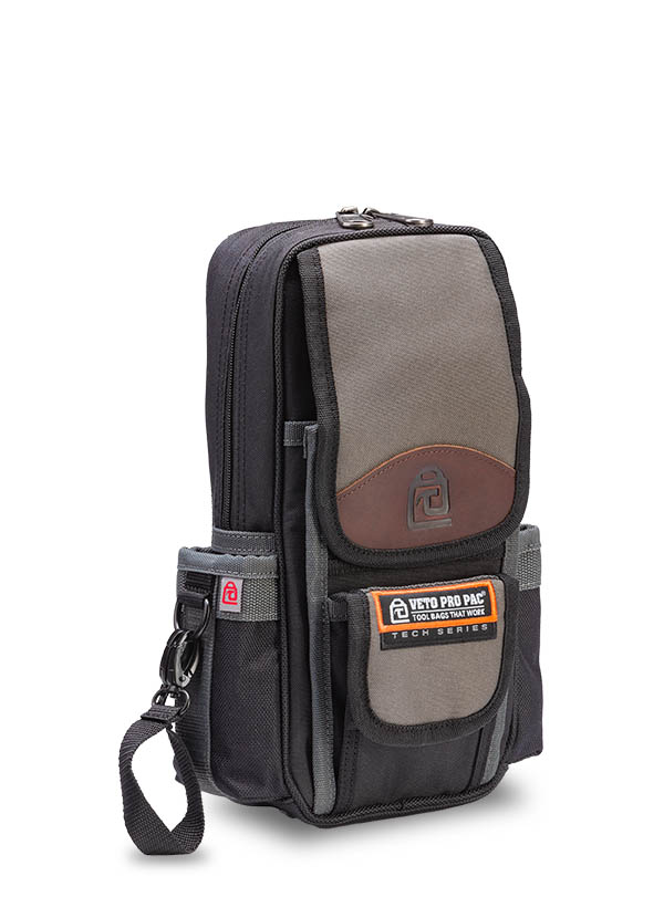 Veto Pro Pac Tech Series VPP10021 Tall Meter/Tool Pouch, 12 (8 Inside Vertical Tool, 2 Outside Vertical Tool, 2 Meter) Pockets, 15 lbs (Max Payload), 190 Cu In (Internal Volume) Capacity, 600 PVC Impregnated Denier Nylon (Body), 1200 PVC Impregnated Denier Nylon (Tool Pockets), Durable Leather (Trim Panels), 13" Height, 8" Width, 3.5" Depth, Zipper (Heavy Duty Plastic Coil)