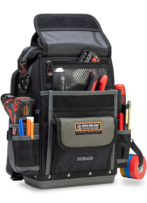 Veto Pro Pac Tech Series MB4B Meter Backpack Bag, 12 (Exterior) Pockets, Zipper (Gate Mouth Style, #10 Locking), Nylon (Body), Polypropylene (Base), 40 lbs Weight Capacity, 1 (Customizable Storage Bay) Compartments, 17" Height, 15" Width