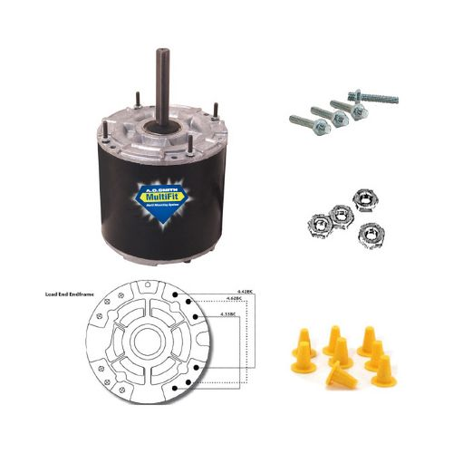 DiversiTech 9723 Condenser Fan Motor, 1/4 HP, 1/5 HP, 1/6 HP, 208/230 V, 1,075 RPM, 1 Speed, 1 Phase, Multi-Position, Extended Studs, TEAO