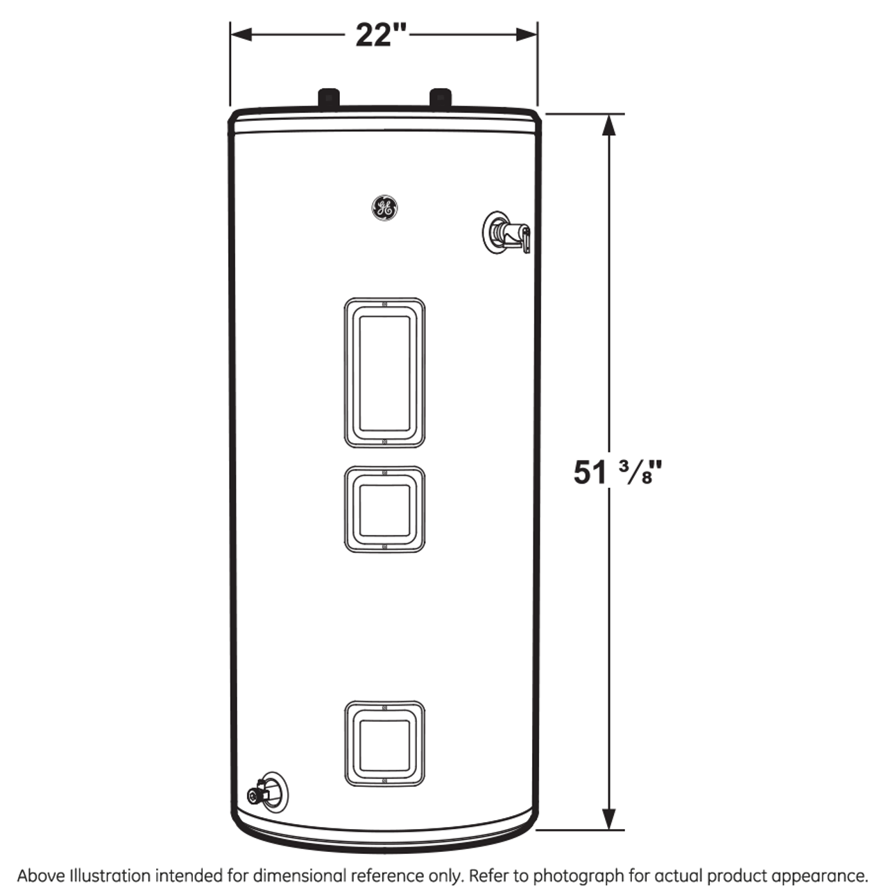 General Electric GE40S10BAM Short Electric Water Heater, 40 Gallons, 240 V, 5,500 W (Upper), 5,500 W (Lower), 0.92 UEF, 66 Gallons First Hour Delivery, 25.1 GPH (At 90Â°F Rise), 2 Elements