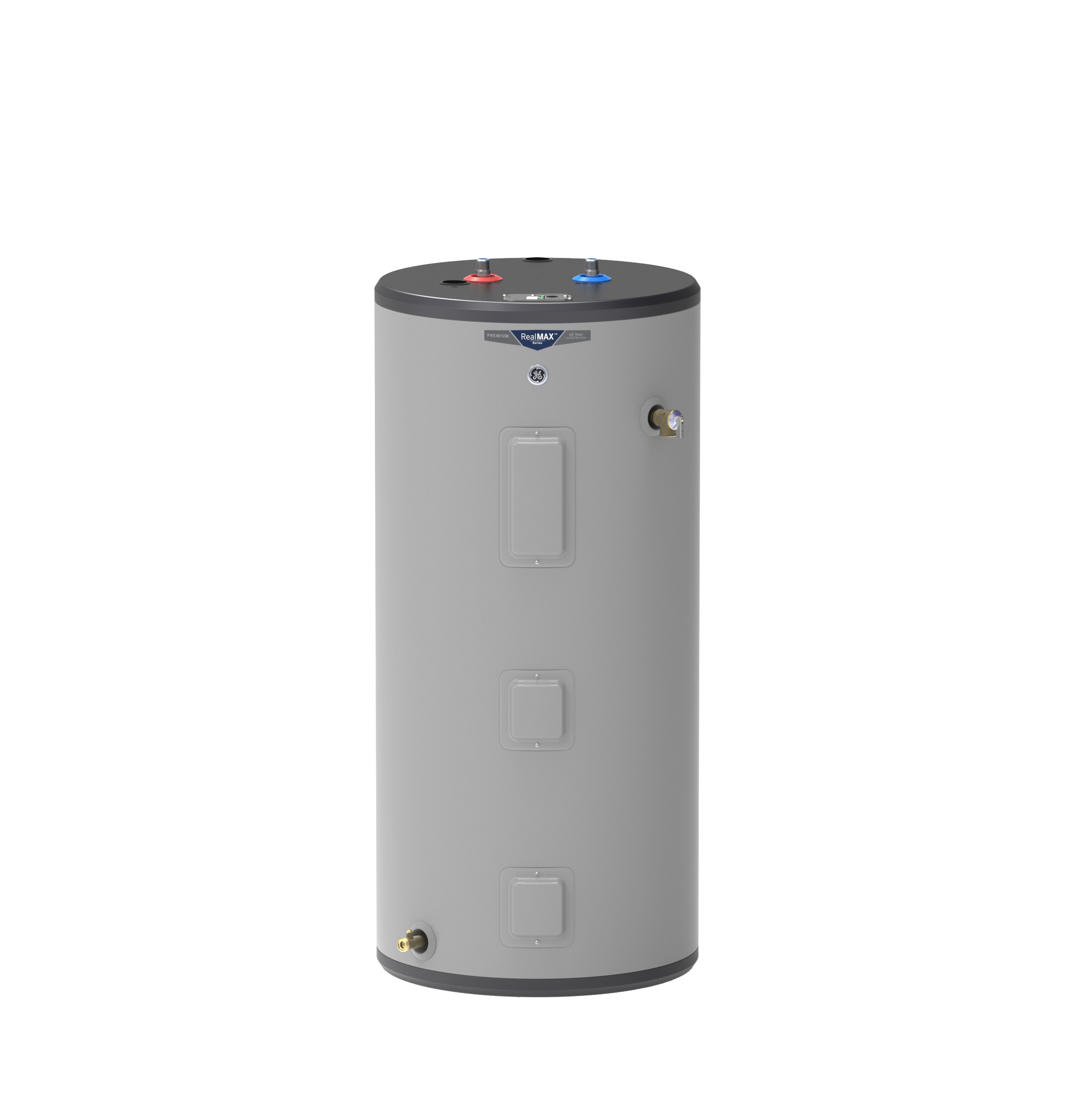 General Electric GE50S10BAM Short Electric Water Heater, 50 Gallons, 240 V, 5,500 W (Upper), 5,500 W (Lower), 0.93 UEF, 76 Gallons First Hour Delivery, 25.1 GPH (At 90Â°F Rise), 2 Elements