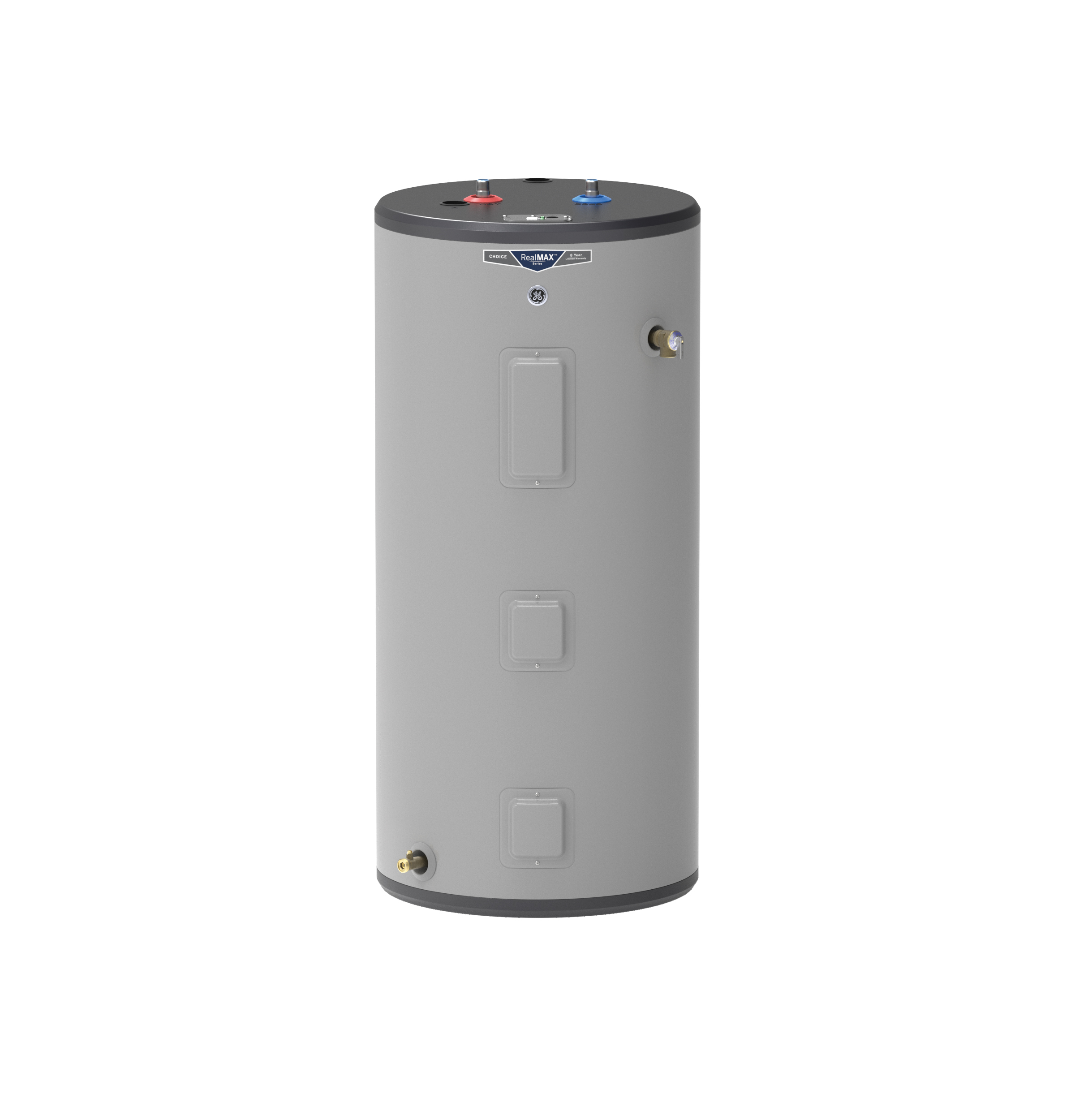 General Electric GE50S08BAM Short Electric Water Heater, 50 Gallons, 240 V, 5,500 W (Upper), 5,500 W (Lower), 0.93 UEF, 76 Gallons First Hour Delivery, 25.1 GPH (At 90Â°F Rise), 2 Elements