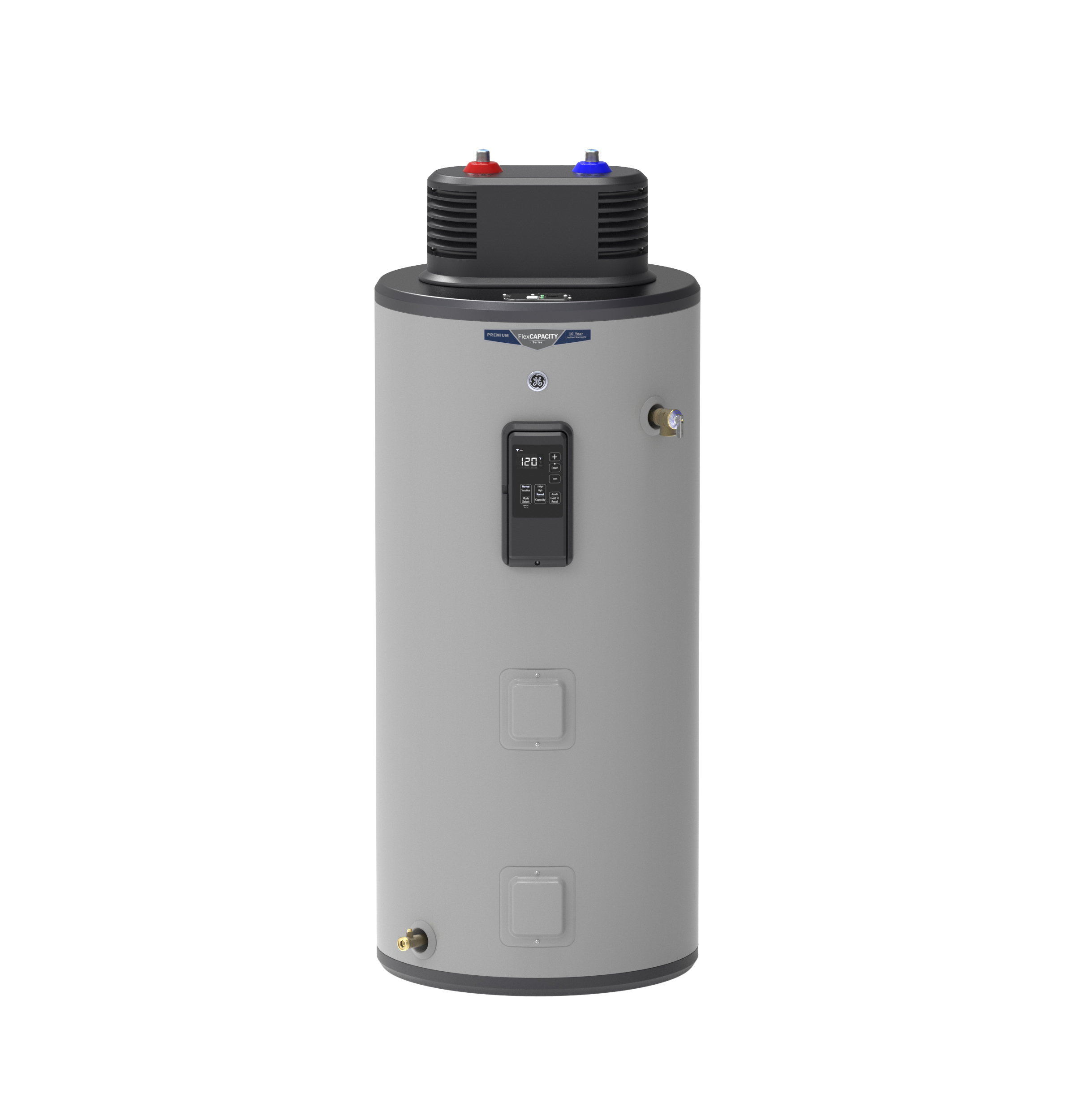General Electric Smart GE50S10BMM Short Electric Water Heater, 50 Gallons, 240 V, 5,500 W (Upper), 5,500 W (Lower), 0.93 UEF, 75 Gallons First Hour Delivery, 2 Elements, Low Density Stainless Steel Element Type