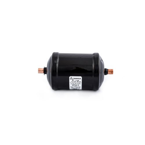 Sanhua STG Series FDBI-163-S Bi-Flow Filter Drier, 5.69 Tons (R-22 / R-410A), 5.6 Tons (R-134a / R-407C), 3.9 Tons (R-404A / R-507A) Flow Capacity, 3/8" ODF Connection Type, R-22, R-134A, R-404A, R-407C, R-410A, R-507, R-407A/F, R-290, R-1234ZE, R-1234YF, R-32, R-448A/R449A, R-452A, R-450A/R513A, 20 Microns Micron Rating, 714.7 PSI, 80% Molecular Sieve / 20% Active Alumina (Desiccant Blend), 16 Cu. In.