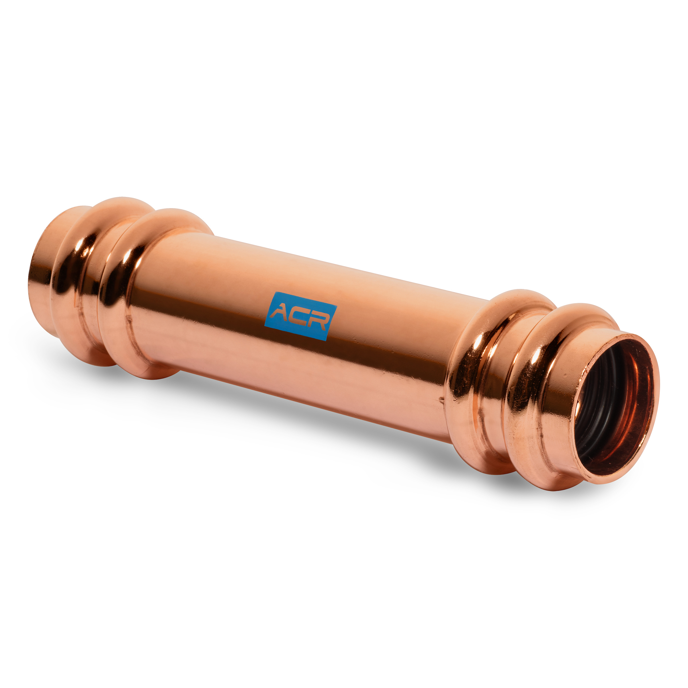 Streamline Streamline ACR Press RP01948 Extended No-Stop Coupling, Press Connection, 3/8" Connection Size, ACR Press Connection, Copper, 700 PSI (Maximum Operating Pressure), -40-250 Â°F (Continuous Operating), For Use With ACR Copper Tube, Type L Copper Tube, Type K Copper Tube, Hard Copper Tube, Soft Copper Tube, Air Conditioning, Heat Pump, VRF Systems, VRV Systems, Light Commercial Refrigeration, Non-Potable Water, Compressed Air, Technical Gases, Nitrogen, Oxygen, Argon, Carbon Dioxide, Hydrogen, Ethylene Glycol, Inert Gases, R-125 Refrigerant, R-134a Refrigerant, R-32 Refrigerant, R-404A Refrigerant, R-407A Refrigerant, R-407C Refrigerant, R-407F Refrigerant, R-407H Refrigerant, R-410A Refrigerant, R-417A Refrigerant, R-421A Refrigerant, R-422B Refrigerant, R-422D Refrigerant, R-427A Refrigerant, R-438A Refrigerant, R-444A Refrigerant, R-447A Refrigerant, R-447B Refrigerant, R-448A Refrigerant, R-449A Refrigerant, R-450A Refrigerant, R-452A Refrigerant, R-452B Refrigerant, R-452C Refrigerant, R-454A Refrigerant, R-454B Refrigerant, R-454C Refrigerant, R-457A Refrigerant, R-459A Refrigerant, R-507A Refrigerant, R-513A Refrigerant, R-513B Refrigerant, R-718 Refrigerant, R-1234ze Refrigerant, R-1234yf Refrigerant, R-290 Refrigerant, R-600A Refrigerant, Mineral Oil, POE Oil, PVE Oil, PAO Oil, PAG Oil, AB Oil