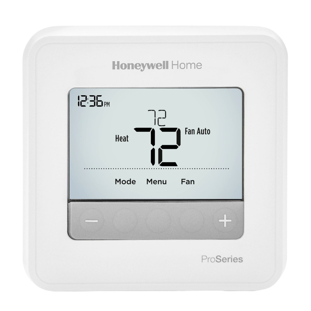 Resideo T4 Pro TH4110U2005/U Programmable Thermostat, 7 Day, 5-1-1 Day, 5-2 Day Or Non-Programmable Programmability, 1 H / 1 C (Conventional Or Heat Pump Without Aux Heat), Auto, Manual, Wall Mount (UWP Mount), Wired / Lead Wires, 20-30 VAC, Dual Powered