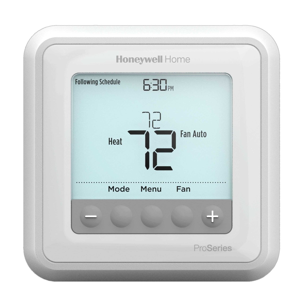 Resideo T6 Pro Programmable Thermostat, 7 Day, 5-1-1 Day, 5-2 Day Or Non-Programmable Programmability, 3 H / 2 C (Heat Pump), 2 H / 2 C (Conventional), Auto, Manual, Wall Mount (UWP Mount), Wired / Lead Wires, 20-30 VAC, Dual Powered