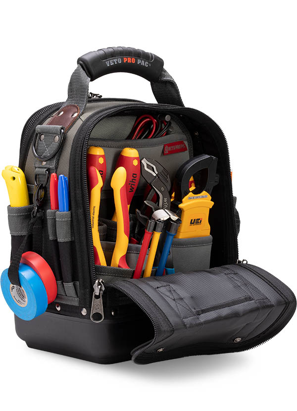 Veto Pro Pac Tech Series TECH-MCT Compact/Tall Tool Bag, 44 Pockets, Zipper, Nylon (Body/Tool Pocket Fabric), Polypropylene (Base), 30 lbs Weight Capacity, 2 Compartments, 14" Height, 12" Width