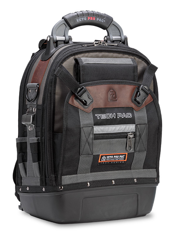 Veto Pro Pac Tech Pac Backpack Tool Bag, 46 Pockets, Zipper, Nylon (Body/Tool Pocket Fabric), Polypropylene (Base), 50 lbs Weight Capacity, 2 Compartments, 19-1/2" Height, 13" Width