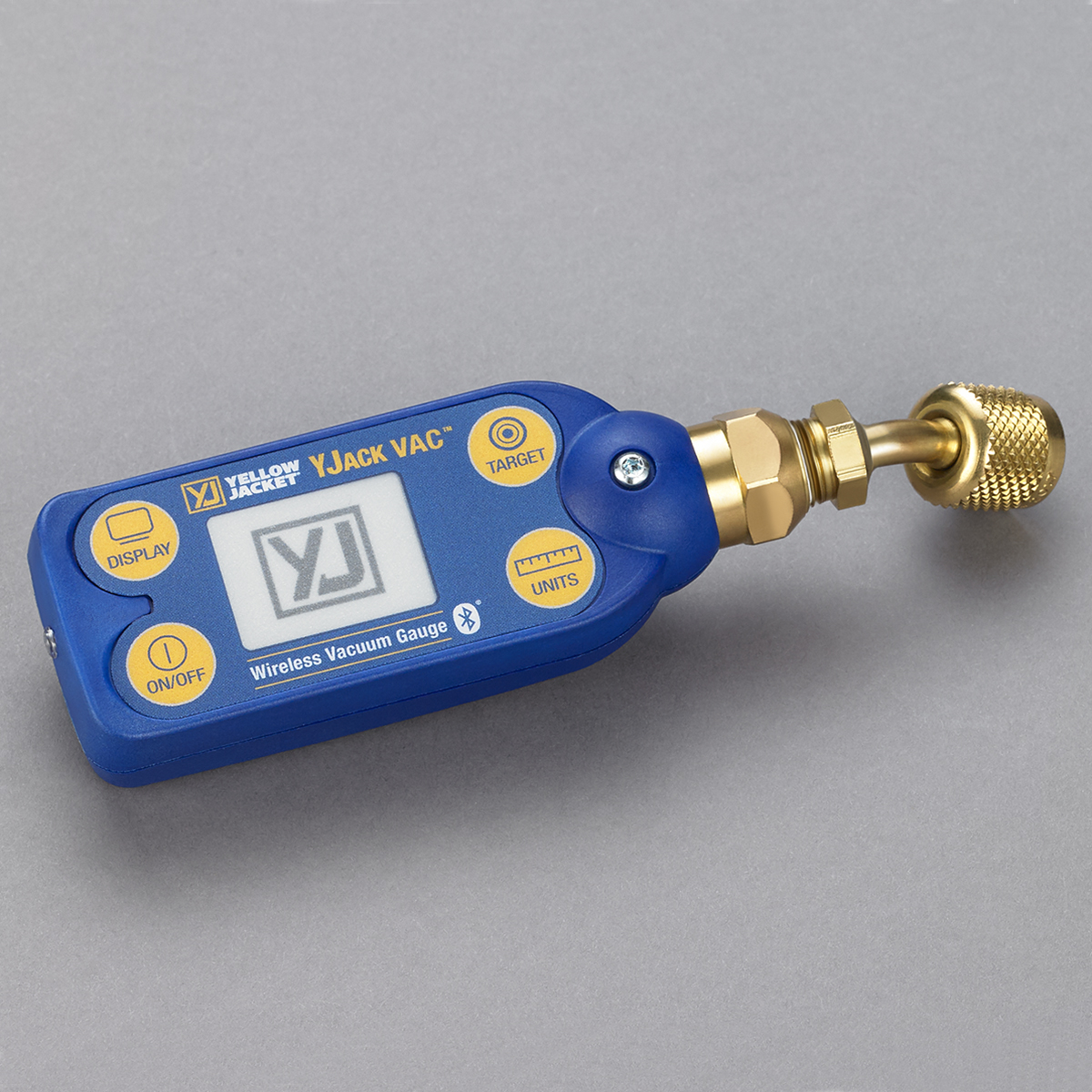 Yellow Jacket YJACK 67066 VAC Wireless Vacuum Gauge, 1 Micron-Atmospheric Pressure (Overall); 1-760,000 Microns (With YJACK VIEW® App); 1-99,999 Microns (On Integrated Display), 450 PSI (Proof), 1/4" Quick Connect (45Â°) Connection, 1/4" Fitting Size, Â± 20% RDG (10-25,000 Microns), Electronic Paper, â‰¤240 Hrs (With Power Saving Mode) Battery Life
